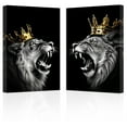 thumbnail image 1 of ZHONGYUTONG Lion and Lioness Canvas Wall Art 2 Pieces Lion King with Gold Crown Poster Prints Wild Animal Pictures Black and White Artwork Office Decor (24.00" x 36.00" x 2PCS), 1 of 6