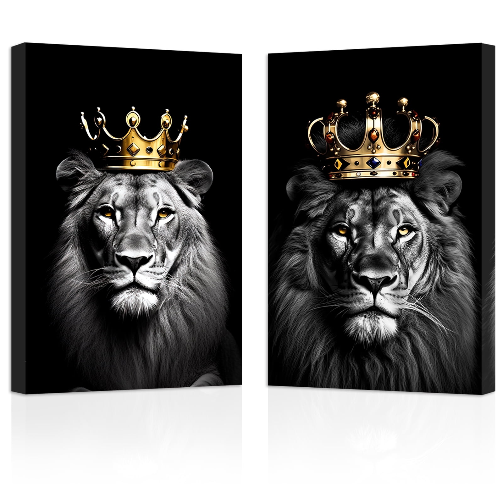 ZHONGYUTONG Lion and Lioness Canvas Wall Art 2 Pieces Lion King with ...