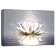 ZHONGYUTONG Lotus Canvas Wall Art White Flower Blooming Picture Print Zen Spa Painting 12"x18"