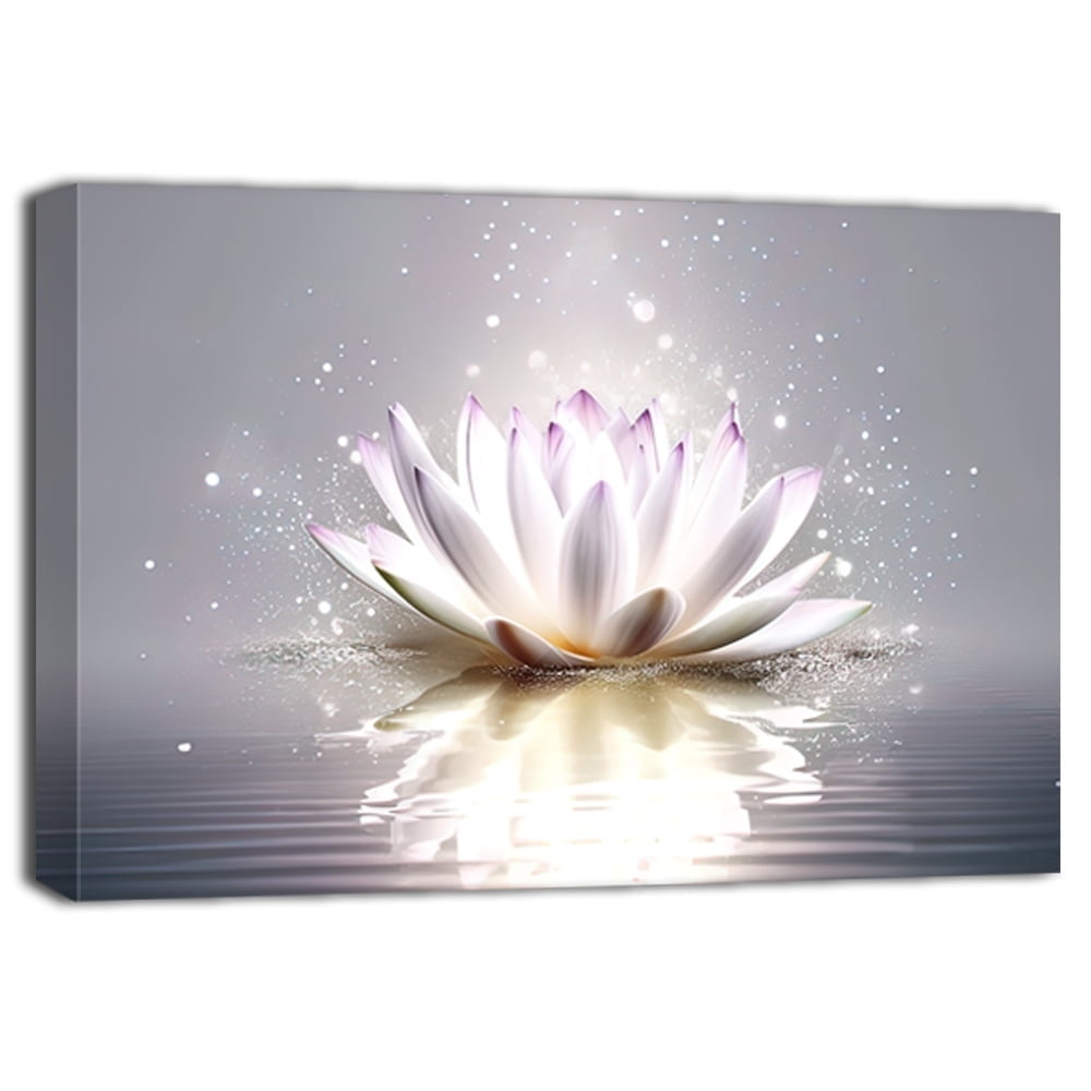 ZHONGYUTONG Lotus Canvas Wall Art White Flower Blooming Picture Print ...