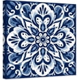 thumbnail image 1 of ZHONGYUTONG Mandala Wall Art Blue Abstract Canvas Flower Pattern Picture Modern Navy Painting Boho Artwork for Bedroom Decor Framed (12.00" x 12.00"), 1 of 5