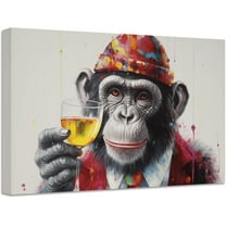 ZHONGYUTONG Monkey Canvas Wall Art Abstract Animal Picture Prints Watercolor Monkey Poster for Office Home Decor Framed (12.00" x 18.00")