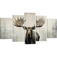 thumbnail image 1 of ZHONGYUTONG Moose Canvas Wall Art 5 Pieces Elk Deer Picture Prints Winter Forest Lake Paintings Wild Animals Artwork for Rustic Farmhouse Decor Framed (8"x14"x2 8"x18"x2 8"x22"x1), 1 of 6