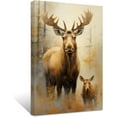 thumbnail image 1 of ZHONGYUTONG Moose Canvas Wall Art Cute Baby Moose Picture Prints Vintage Animal Portraits Paintings for Kids Room Nursery Framed (24.00" x 36.00"), 1 of 6