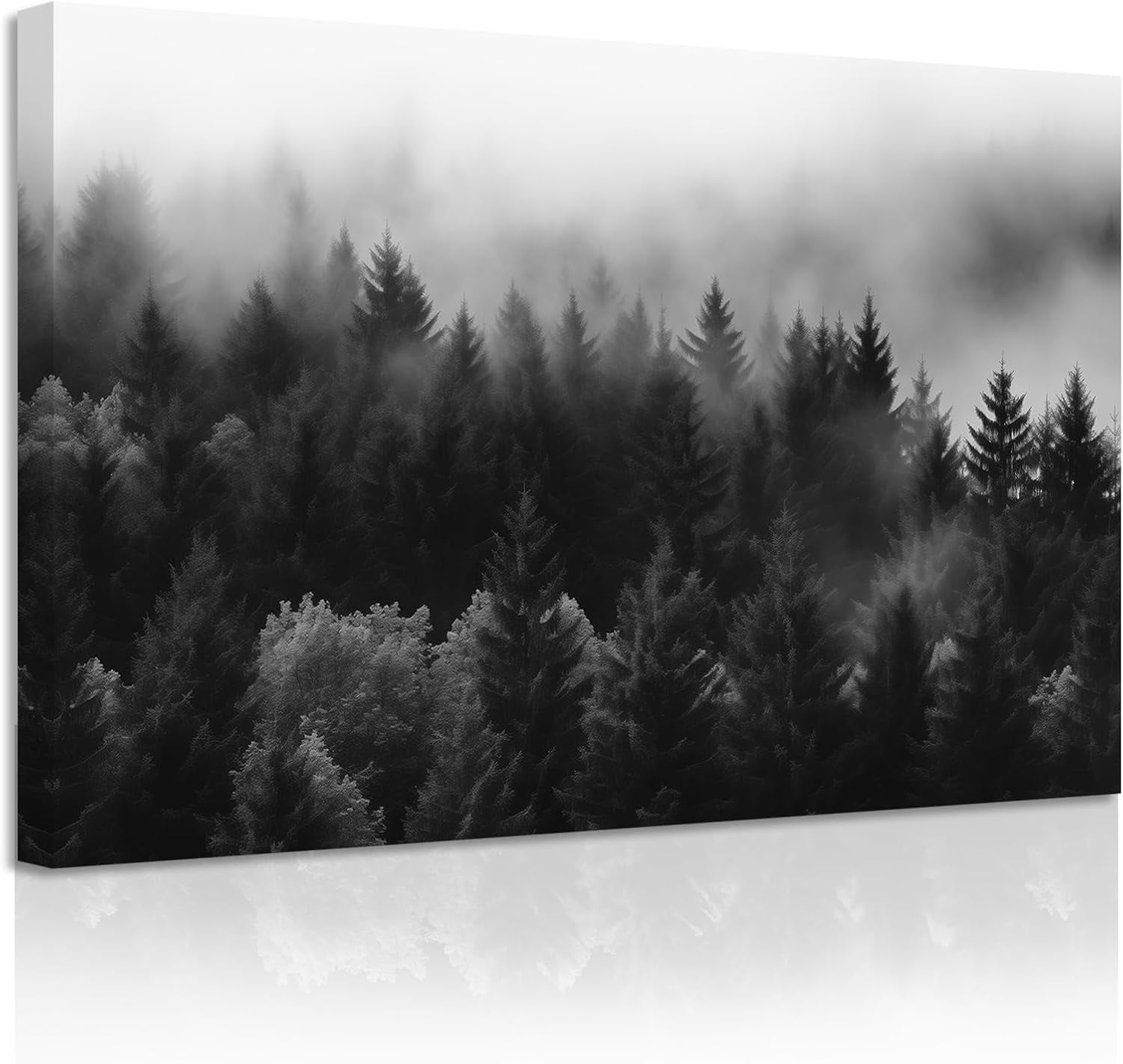 ZHONGYUTONG Mountain Canvas Wall Art Misty Forest Pine Tree Painting ...