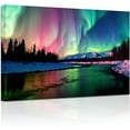 thumbnail image 1 of ZHONGYUTONG Northern Lights Wall Art Colorful Aurora Borealis Painting Forest Mountain Canvas Prints Nature Landscape Home Decor Framed (16.00" x 24.00"), 1 of 5