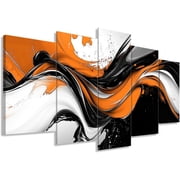 ZHONGYUTONG Orange Black White Abstract Wall Art Large 5 Pieces Wall Decor Canvas Prints Modern Living Room Bedroom Office Home Decor Framed 16x24inx2pcs 16x32inx2pcs 16x40inx1pcs