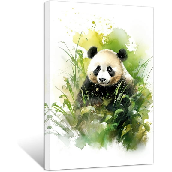 ZHONGYUTONG Panda Canvas Wall Art Cute Panda Pictures Prints Funny Woodland Animal Paintings Watercolor Artwork for Kids Room Nursery Decor Framed (12.00" x 18.00")
