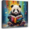 thumbnail image 1 of ZHONGYUTONG Panda Wall Art Cute Panda Reading Book Poster Prints Abstract Colorful Animal Canvas Picture Funny Artwork for Nursery Kids Room Classroom Decor (12.00" x 12.00"), 1 of 6