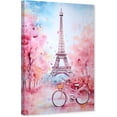 thumbnail image 1 of ZHONGYUTONG Paris Canvas Wall Art Pink Eiffel Tower Pictures Wall Decor Paris Painting Girls Room Poster Framed (12.00" x 18.00"), 1 of 5