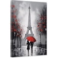 thumbnail image 1 of ZHONGYUTONG Paris Canvas Wall Art Red Umbrella Pictures Black and White Eiffel Tower Painting Couple Artwork for Bedroom Decor Framed (12.00" x 18.00"), 1 of 5