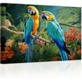 thumbnail image 1 of ZHONGYUTONG Parrot Couple Canvas Wall Art Tropical Macaw Birds on Branch Picture Prints Colorful Animal Romantic Painting for Bedroom Room Decor Framed (28.00" x 42.00"), 1 of 5