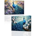thumbnail image 1 of ZHONGYUTONG Peacock Wall Art 2 Pieces Blue Peacock with Flower Canvas Print Elegant Peacock Pictures Beautiful Birds Painting for Home Decor Frame (11"x14"x2PCS), 1 of 6