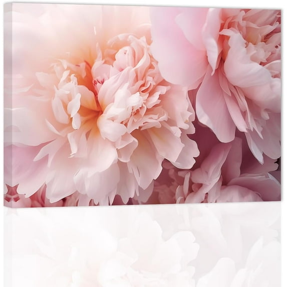 ZHONGYUTONG Pink Peony Wall Art Peony Flower Pictures Wall Decor Elegant Blossom Floral Paintings Romantic Flower Canvas Prints Girls Bedroom Decor Frame (28" x 42")