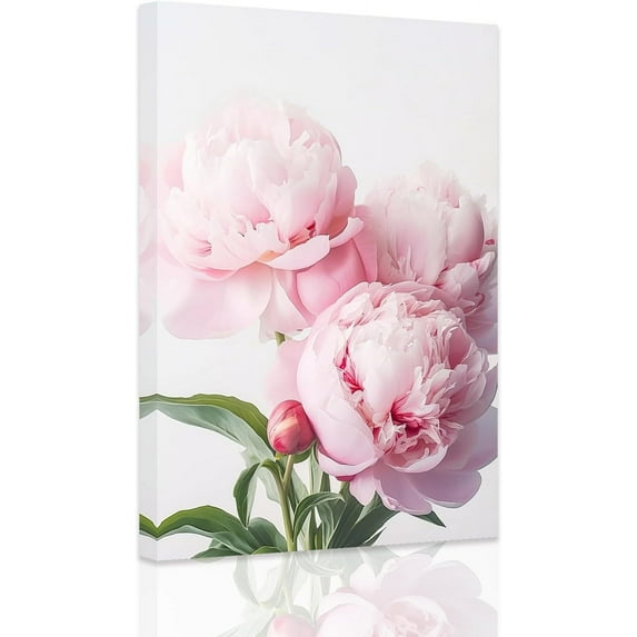 ZHONGYUTONG Pink Peony Wall Art Peony Flower Pictures Wall Decor Elegant Blossom Floral Paintings Romantic Flower Canvas Prints Girls Bedroom Decor Frame (20" x 30")