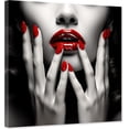 thumbnail image 1 of ZHONGYUTONG Red Lip Canvas Wall Art Black and White Woman Lips Picture Painting Decor for Living Room Bedroom Framed (24.00" x 24.00"), 1 of 5
