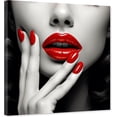 thumbnail image 1 of ZHONGYUTONG Red Lips Picture Wall Decor Woman with Red Nails Canvas Art Black and White Fashion Painting Poster for Bedroom Living Room Framed (12.00" x 12.00"), 1 of 5