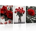 thumbnail image 1 of ZHONGYUTONG Red Rose Canvas Wall Art 3 Pieces Elegant Rose Flower Painting Prints Blooming Floral Picture Romantic Artwork Home Decor Framed (16.00" x 24.00" x 3PCS), 1 of 6