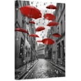 thumbnail image 1 of ZHONGYUTONG Red Umbrella Canvas Wall Art Black White Paris Street Pictures Romantic Painting Modern Print for Bedroom Decor Framed (12.00" x 18.00"), 1 of 5