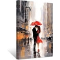 thumbnail image 1 of ZHONGYUTONG Romantic Wall Art Street Couple with Red Umbrella Paintings Valentine's Day Canvas Prints for Girls Bedroom Room Decor Ready to Hang (24.00" x 36.00"), 1 of 5
