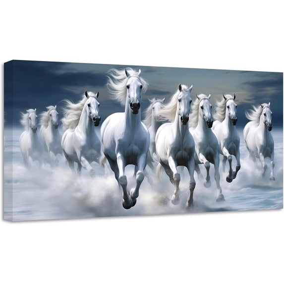 ZHONGYUTONG Running Horses Wall Art Wild Animal Pictures Vintage Horses Canvas Prints Large Artwork for Home Office Living Room Decor Framed (18.00" x 36.00")