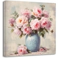 thumbnail image 1 of ZHONGYUTONG Rustic Bathroom Wall Art Peony Floral Bouquet Pictures Country Pink Flower Vase Botanical Canvas Prints Farmhouse Kitchen Decor Artwork (12.00" x 12.00"), 1 of 6