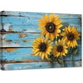 thumbnail image 1 of ZHONGYUTONG Rustic Sunflower Canvas Wall Art Farmhouse Yellow Flower Pictures Country Floral Painting Print for Bathroom Decor Framed (12.00" x 18.00"), 1 of 5