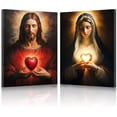 thumbnail image 1 of ZHONGYUTONG Sacred Heart of Jesus and Mary Wall Art 2 Piece God and Virgin Mary Pictures Catholic Artwork Christianity Painting for Church Decor Framed (16.00" x 24.00" x 2PCS), 1 of 5