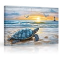 thumbnail image 1 of ZHONGYUTONG Sea Turtle Canvas Wall Art Turtle Bathroom Wall Decor Coastal Beach Pictures Ocean Animal Artwork Lighthouse Painting for Home Decor Framed (12.00" x 18.00"), 1 of 5