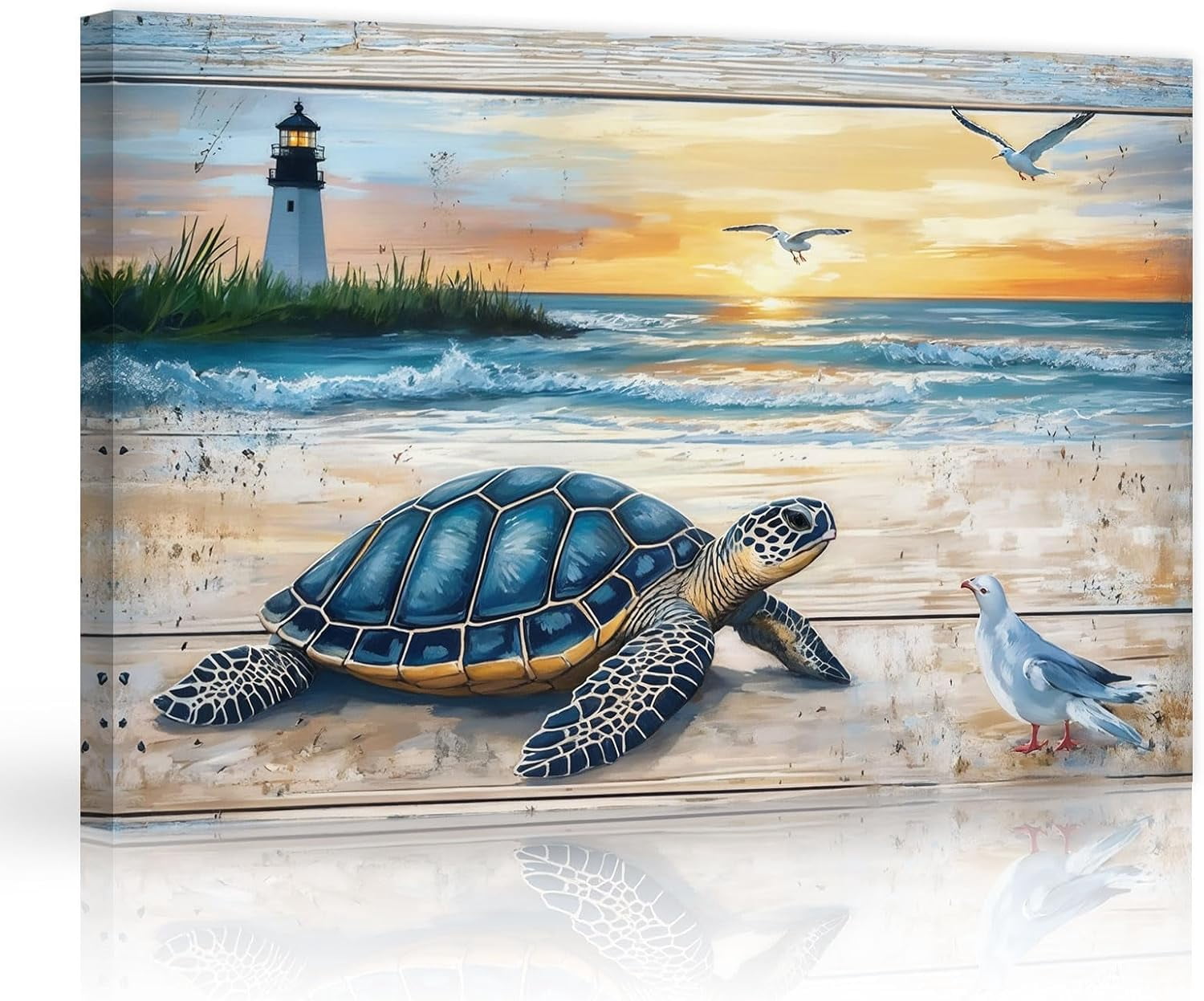 ZHONGYUTONG Sea Turtle Canvas Wall Art Turtle Bathroom Wall Decor ...