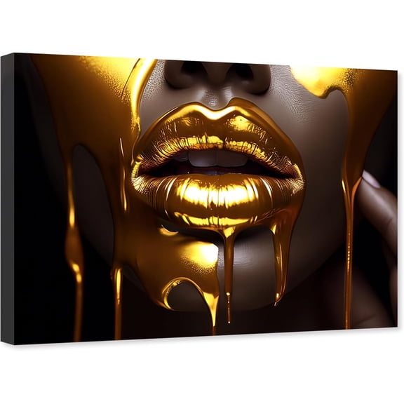 ZHONGYUTONG Sexy Lips Canvas Wall Art Woman Lip Painting Abstract Lip Pictures Sexy Female Poster for Beauty Salon Decor Framed (12.00" x 18.00")