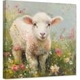 thumbnail image 1 of ZHONGYUTONG Sheep Canvas Wall Art Lamb and Flower Picture Rustic Cute Farm Animal Painting Country Poster for Farmhouse Decor Framed (12.00" x 12.00"), 1 of 5