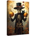 thumbnail image 1 of ZHONGYUTONG Skeleton Canvas Wall Art Halloween Fall Wall Decor Pumpkin Pictures Black Cat Painting Gothic Spooky Artwork Prints Home Decor Framed (12.00" x 18.00"), 1 of 4