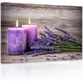 thumbnail image 1 of ZHONGYUTONG Spa Bathroom Wall Decor Purple Lavender Candles on Wood Board Canvas Picture Prints Zen Relaxing Farmhouse Artwork for Meditation Room Framed (12.00" x 18.00"), 1 of 6