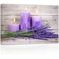 thumbnail image 1 of ZHONGYUTONG Spa Bathroom Wall Decor Purple Lavender Candles on Wood Board Canvas Picture Prints Zen Relaxing Farmhouse Artwork for Meditation Room Framed (20.00" x 30.00"), 1 of 6