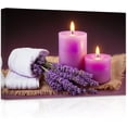 thumbnail image 1 of ZHONGYUTONG Spa Bathroom Wall Decor Purple Lavender Flowers Candles Towel Canvas Picture Prints Zen Relaxing Artwork for Yoga Meditation Room Framed (28.00" x 42.00"), 1 of 6