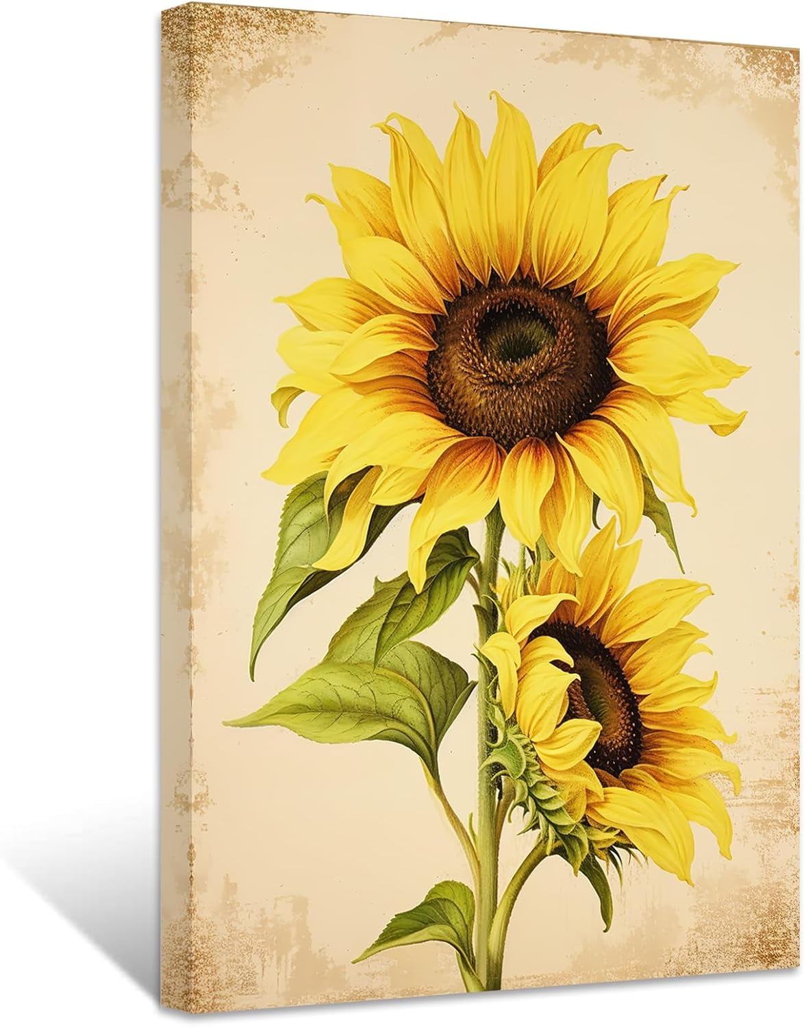 ZHONGYUTONG Sunflower Canvas Wall Art Vintage Sunflower Painting Prints ...