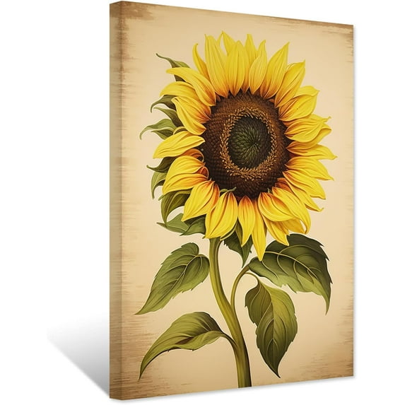 ZHONGYUTONG Sunflower Canvas Wall Art Vintage Sunflower Painting Prints Yellow Floral Picture Nature Landscape Home Decor Framed (20.00" x 30.00")