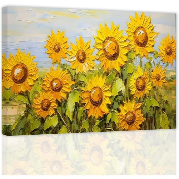 ZHONGYUTONG Sunflower Pictures Wall Decor Yellow Floral Wall Art for Kitchen Bathroom Blossom Sunflower Canvas Painting Farmhouse Bedroom Home Decor Frame (28.00" x 42.00")