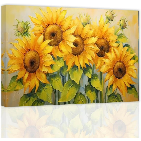 ZHONGYUTONG Sunflower Pictures Wall Decor Yellow Floral Wall Art for Kitchen Bathroom Blossom Sunflower Canvas Painting Farmhouse Bedroom Home Decor Frame (28.00" x 42.00")