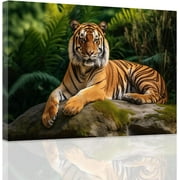 ZHONGYUTONG Tiger Canvas Wall Art Wildlife Pictures Wall Decor Wild Animal Tiger Painting Print Modern Mens Bedroom Living Room Artwork Frame 12.00" x 18.00"