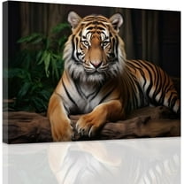 ZHONGYUTONG Tiger Canvas Wall Art Wildlife Pictures Wall Decor Wild Animal Tiger Painting Print Modern Men's Bedroom Living Room Artwork Frame (12.00" x 18.00")
