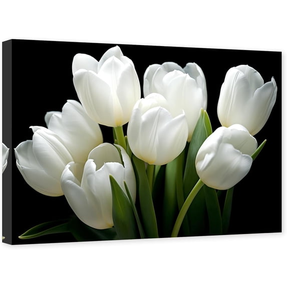 ZHONGYUTONG Tulip Wall Art Canvas Flower Pictures Wall Decor Elegant Floral Painting Print for Bathroom Living Room Decor Framed (12.00" x 18.00")