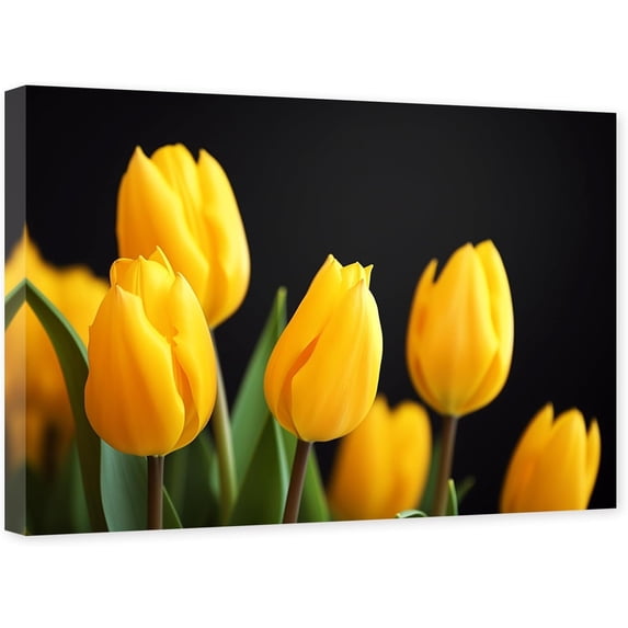 ZHONGYUTONG Tulip Wall Art Canvas Flower Pictures Wall Decor Elegant Floral Painting Print for Bathroom Living Room Decor Framed (16.00" x 24.00")