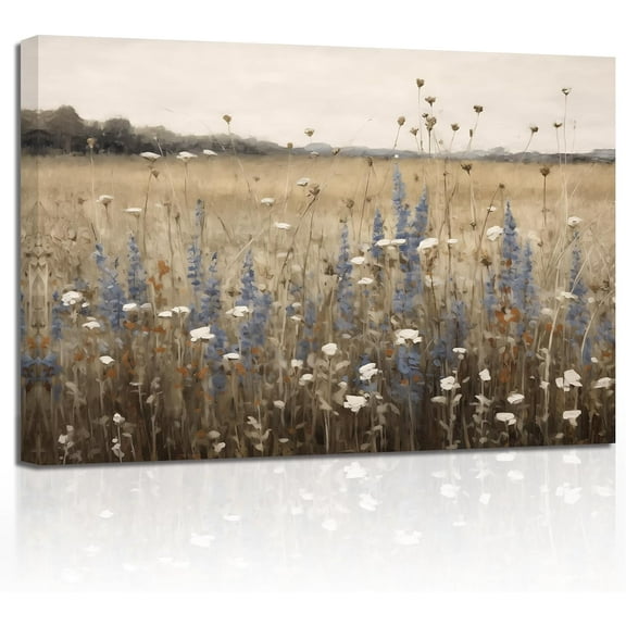 ZHONGYUTONG Vintage Landscape Wall Art Wildflower Field Meadow Painting Prints Nature Rustic Country Canvas Pictures Farmhouse Wall Decor Framed (20.00" x 30.00")