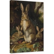 ZHONGYUTONG Vintage Rabbit Canvas Wall Art Brown Bunny Picture Print Forest Hare Easter Animal Painting for Nursery Decor Framed 12.00" x 18.00"