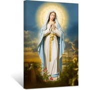 ZHONGYUTONG Virgin Mary Wall Art Jesus Mother Painting Prints on Canvas Catholic Spiritual Pictures Wall Decor for Office Church Prayer Room Framed 16.00" x 24.00"