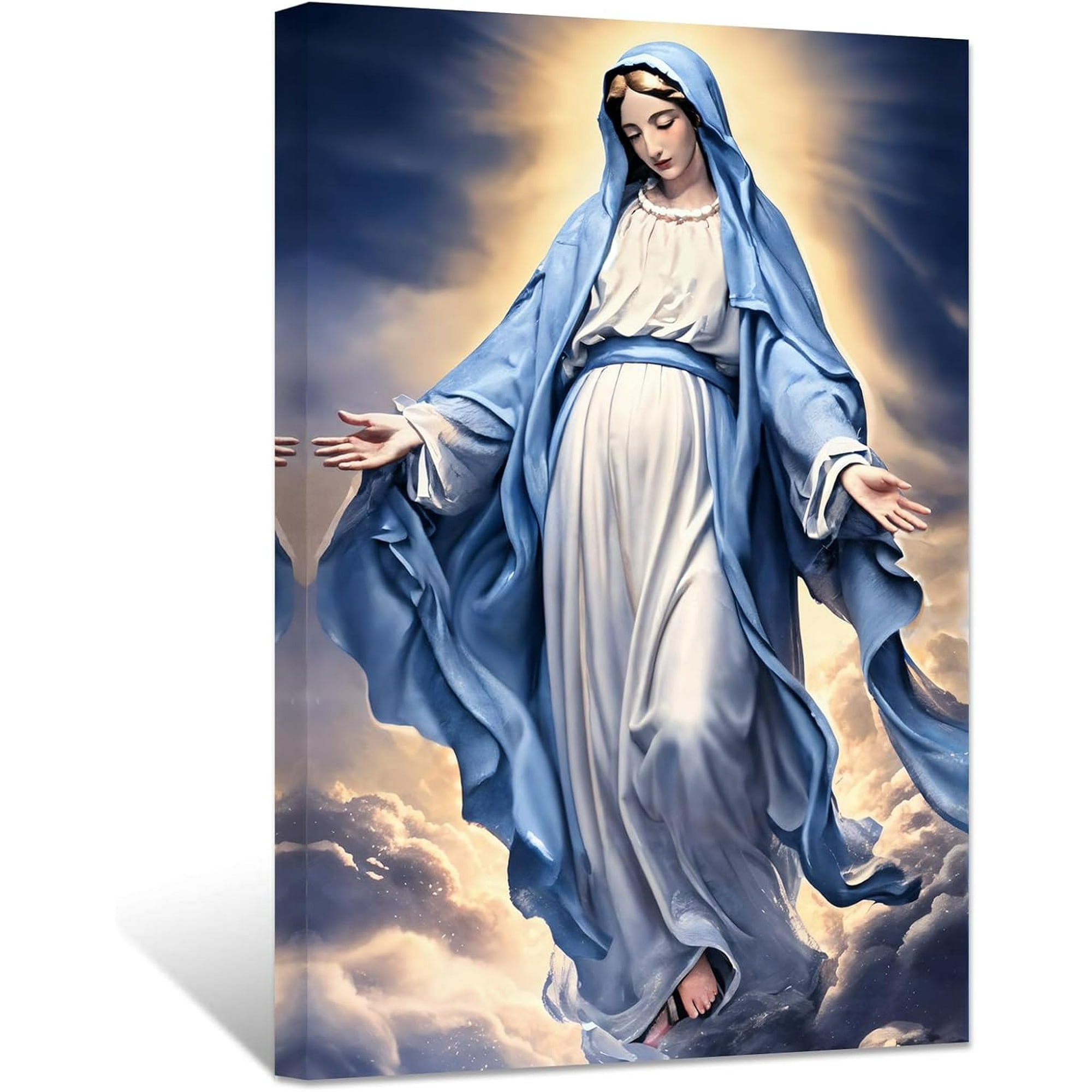 ZHONGYUTONG Virgin Mary Wall Decor Catholic Canvas Wall Art Spiritual ...
