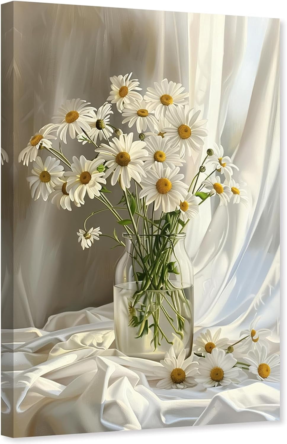 ZHONGYUTONG White Daisy Canvas Wall Art Flowers Pictures Wall Decor ...