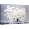 thumbnail image 1 of ZHONGYUTONG White Lily Flower Wall Art Canvas Floral Blooming in Water Pictures Still Life Painting for Bathroom Decor Framed (12.00" x 18.00"), 1 of 5